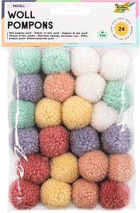 Thumbnail - folia Pompons farbsortiert Pastell Ø 3,0 cm, 24 St.