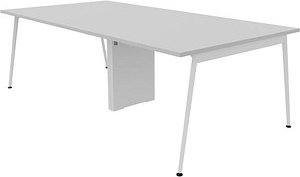Quadrifoglio Konferenztisch X3 lichtgrau rechteckig, 4-Fuß-Gestell weiß, 240,0 x 120,0 x 75,0 cm
