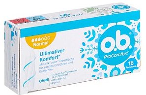 o.b. Tampons ProComfort Normal für mittlere/stärkere Periode, 16 St.