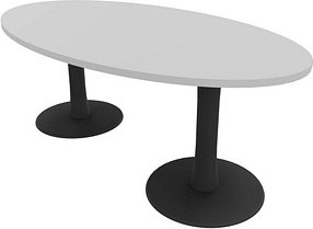 Quadrifoglio Konferenztisch Idea+ lichtgrau oval, Säulenfuß grau, 200,0 x 110,0 x 74,0 cm
