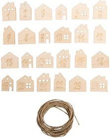 Rayher Adventskalenderzahlen Holz 1- 24 natur