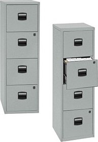 BISLEY Home PFA 4 Hängeregistraturschrank silber 4 Schubladen 41,3 x 40,0 x 132,1 cm, 1 St.