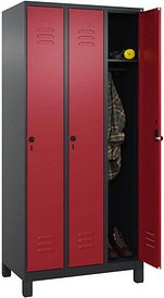 CP Spind Classic Plus rubinrot, schwarzgrau 080010-30 S10059, 3 Schließfächer 90,0 x 50,0 x 195,0 cm