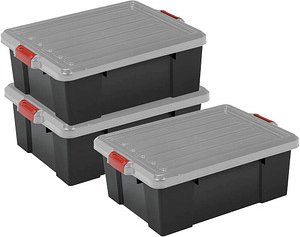 3 IRIS Ohyama DIY SK-430 Aufbewahrungsboxen 3x 43,0 l schwarz, grau, rot 44,6 x 63,5 x 30,0 cm
