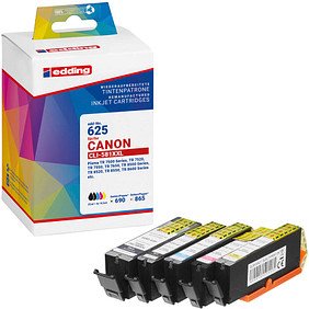 edding EDD-625 2x schwarz, cyan, magenta, gelb Druckerpatronen kompatibel zu Canon PGI-580XXL BK, CLI-581XXL BK/C/M/Y, 5...