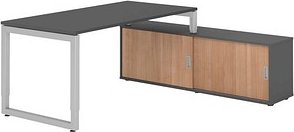HAMMERBACHER RSE16SB höhenverstellbarer Schreibtisch grafit rechteckig, Kufen-Gestell silber 160,0 x 80,0 cm