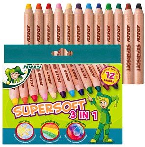 JOLLY Supersoft 3 in 1 Buntstifte farbsortiert, 12 St.