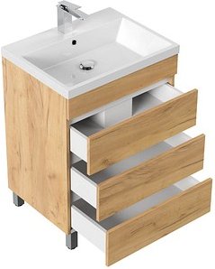 POSSEIK Waschbecken mit Unterschrank FELLINI 60 eiche gold 60,0 x 48,0 x 83,5 cm