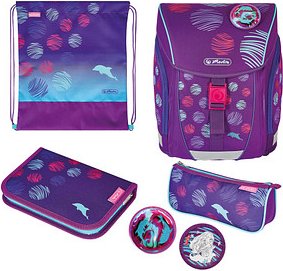 herlitz Schulranzen-Set FiloLight Plus Sea Bubbles Kunstfaser lila