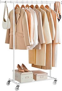 SONGMICS Rollgarderobe weiß Metall 92,0 - 132,0 x 160,0 cm