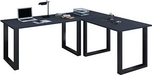 Thumbnail - VCM my office Lona Schreibtisch anthrazit rechteckig, U-Fuß-Gestell schwarz 190,0 x 50,0 cm