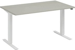fm Move elektrisch höhenverstellbarer Schreibtisch lichtgrau, verkehrsweiß rechteckig, T-Fuß-Gestell weiß 160,0 x 80,0 c...