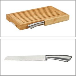 relaxdays Schneidebrett Natur 40,0 x 24,0 cm 2-tlg., 1 Set