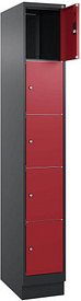 CP Schließfachschrank Classic PLUS rubinrot, schwarzgrau 080020-105 S10032, 5 Schließfächer 30,0 x 50,0 x 195,0 cm