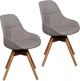 meet by Paperflow Besucherstuhl JUNO, drehbar, gepolstert, Gestell Eiche, Bezug grau, 2er-Set