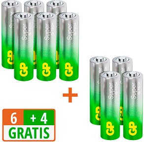 Thumbnail - 6 + 4 GRATIS: 6 GP Batterien SUPER Mignon AA 1,5 V + GRATIS 4 St.