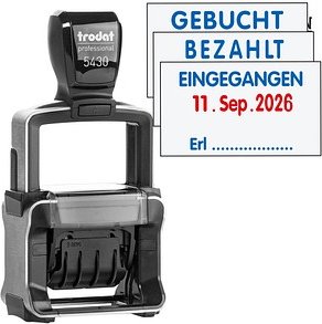 trodat Datumstempel mit Text 5430/L PROFESSIONAL selbstfärbend blau rot, 1 St.
