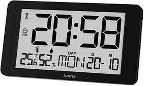 Thumbnail - hama digitale Funkwanduhr Kuba schwarz Kunststoff 25,0 x 14,0 cm
