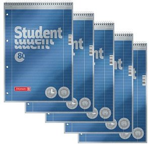 BRUNNEN Collegeblöcke Student Premium Lineatur 27 liniert DIN A4 Innen- und Außenrand, 5 Blöcke