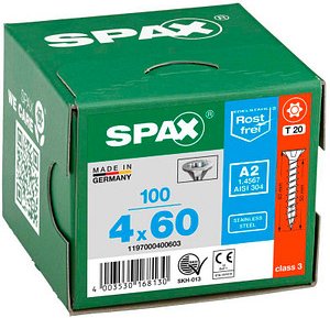 SPAX® Universalschrauben T20 Senkkopf BLANK A2 1197000400603 4 mm x 60 mm, 100 St.