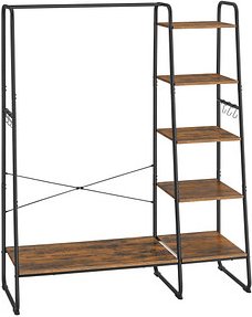 VASAGLE Kleiderständer schwarz Holz 3 Haken 120,0 x 160,0 cm