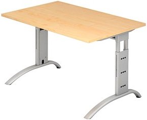 HAMMERBACHER FS12 höhenverstellbarer Schreibtisch ahorn rechteckig, C-Fuß-Gestell silber 120,0 x 80,0 cm