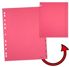 Thumbnail - Trennblätter DIN A4 0-9 dunkelrot, 250 g/qm, 100 Blatt