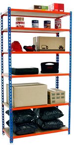 Simonrack Schwerlastregal MADERCLICK 6 8435104955529 orange, blau, braun 90,0 x 50,0 x 250,0 cm