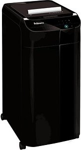 Fellowes AutoMax 450C Aktenvernichter mit Partikelschnitt P-4, 4 x 38 mm, bis 450 Blatt, schwarz