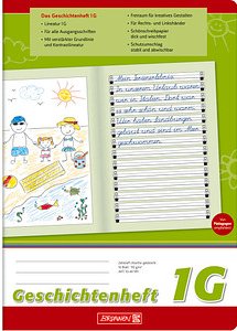 BRUNNEN Geschichtenheft Lineatur 1G liniert DIN A4 ohne Rand, 16 Blatt