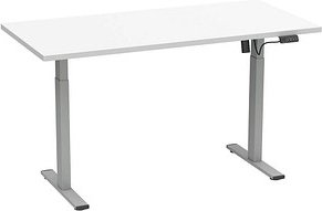 VCM my office Lona elektrisch höhenverstellbarer Schreibtisch weiß rechteckig, T-Fuß-Gestell silber 160,0 x 80,0 cm