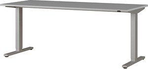 GERMANIA Agenda Office Schreibtisch lichtgrau rechteckig, T-Fuß-Gestell silber 180,0 x 80,0 cm