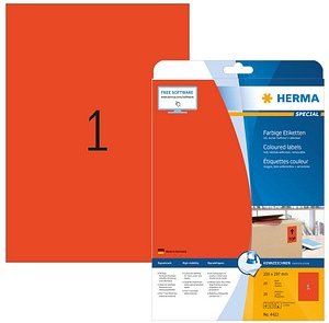 Thumbnail - 20 HERMA Etiketten 4422 rot 210,0 x 297,0 mm