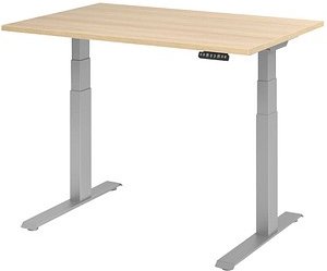 HAMMERBACHER XDKB12 elektrisch höhenverstellbarer Schreibtisch eiche rechteckig, C-Fuß-Gestell silber 120,0 x 80,0 cm