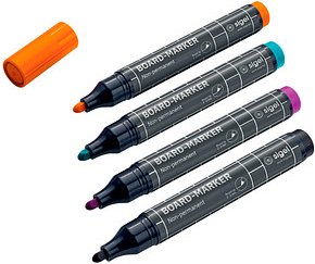 SIGEL Whiteboard- und Flipchart-Marker farbsortiert 2,0 - 3,0 mm, 4 St.