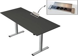 Kerkmann Move Base plus elektrisch höhenverstellbarer Schreibtisch anthrazit rechteckig, T-Fuß-Gestell silber 180,0 x 80...