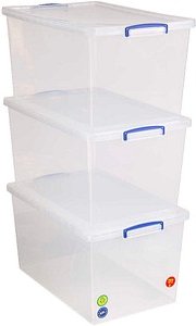 Really Useful Box Aufbewahrungsboxen 3x 83,0 l transparent 44,0 x 69,5 x 36,8 cm, 3 St.