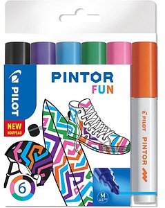 PILOT PINTOR FUN Kreativmarker farbsortiert 4,0 - 12,0 mm, 6 St.