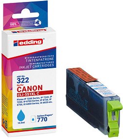Thumbnail - edding EDD-322 cyan Druckerpatrone kompatibel zu Canon CLI-551 XL
