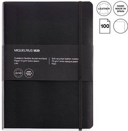 MIQUELRIUS Notizbuch Leather ca. DIN A5 blanko, schwarz Softcover 100 Seiten, 1 St.
