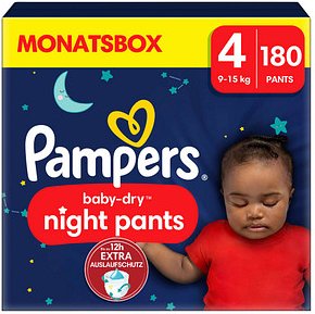 Pampers® Windeln Monatsbox baby-dry™ night pants Größe Gr.4 (9-15 kg) für Babys und Kleinkinder, 180 St.