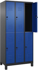CP Spind Classic Plus enzianblau, schwarzgrau 080310-30 S10138, 6 Schließfächer 90,0 x 50,0 x 195,0 cm