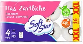 Soft Star Toilettenpapier Das Zärtliche 4-lagig, 16 Rollen