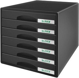 AKTION: LEITZ Schubladenbox Plus  schwarz 52120095, DIN A4 mit 6 Schubladen mit Prämie nach Registrierung