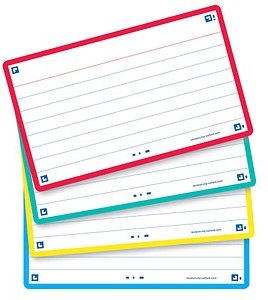 Thumbnail - OXFORD Karteikarten FLASH 2.0 DIN A7 gelb, rot, türkis, mint liniert, 80 St.