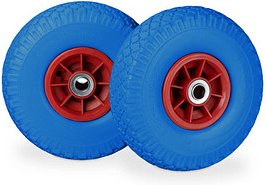 relaxdays Sackkarrenräder luftbereift blau, rot Vollgummi Felgen, Achse 2,0 cm