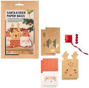 folia Papiertüten Santa & Deer mehrfarbig