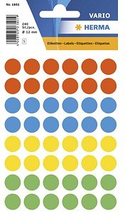 Thumbnail - HERMA Klebepunkte 1851 farbsortiert Ø 12,0 mm, 240 St.