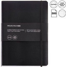 MIQUELRIUS Notizbuch Leather ca. DIN A5 kariert, schwarz Softcover 300 Seiten, 1 St.