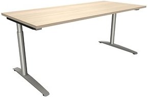 fm fastline höhenverstellbarer Schreibtisch akazie rechteckig, C-Fuß-Gestell Rundrohr silber 180,0 x 80,0 cm